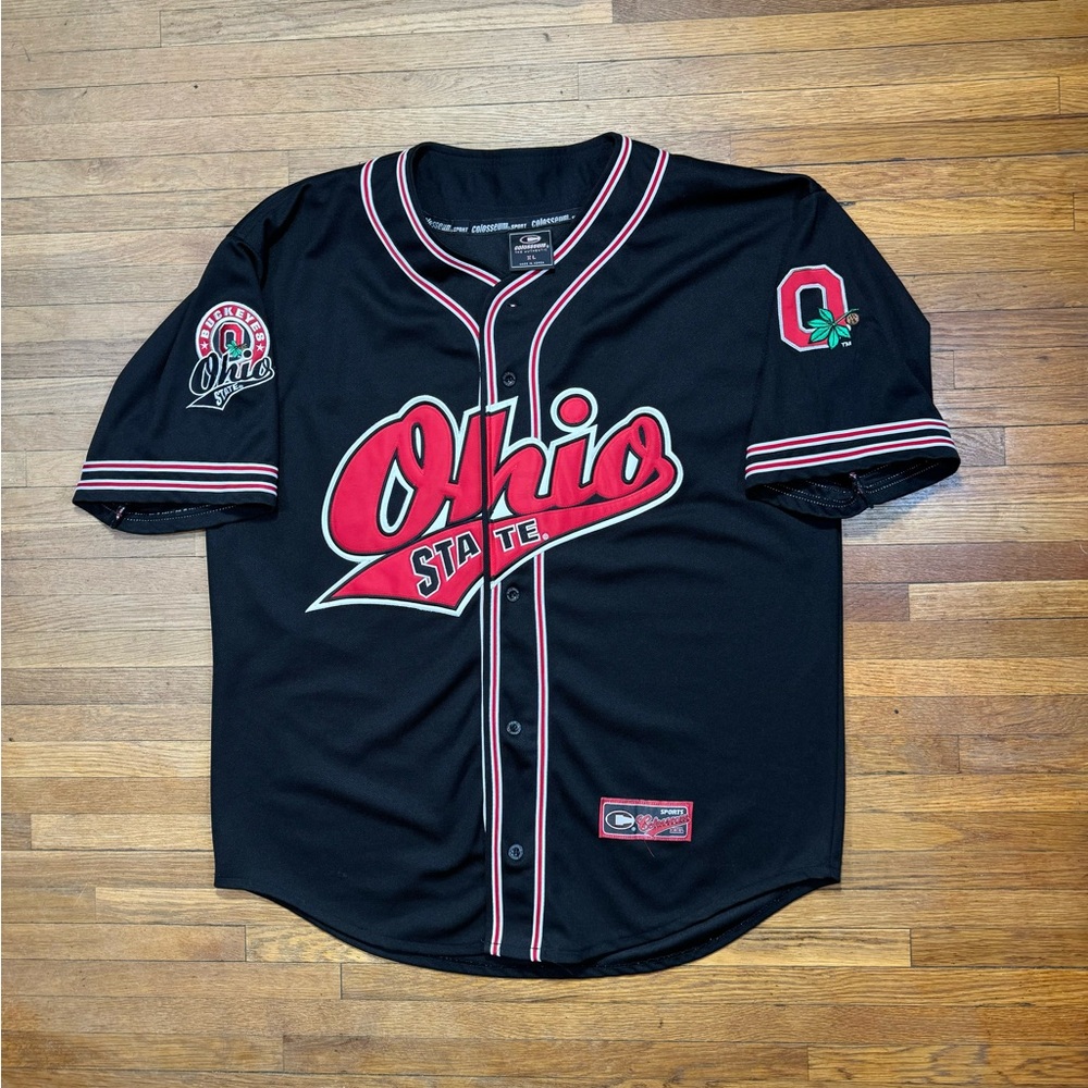 NCAA Ohio State Black and Red Baseball Jersey